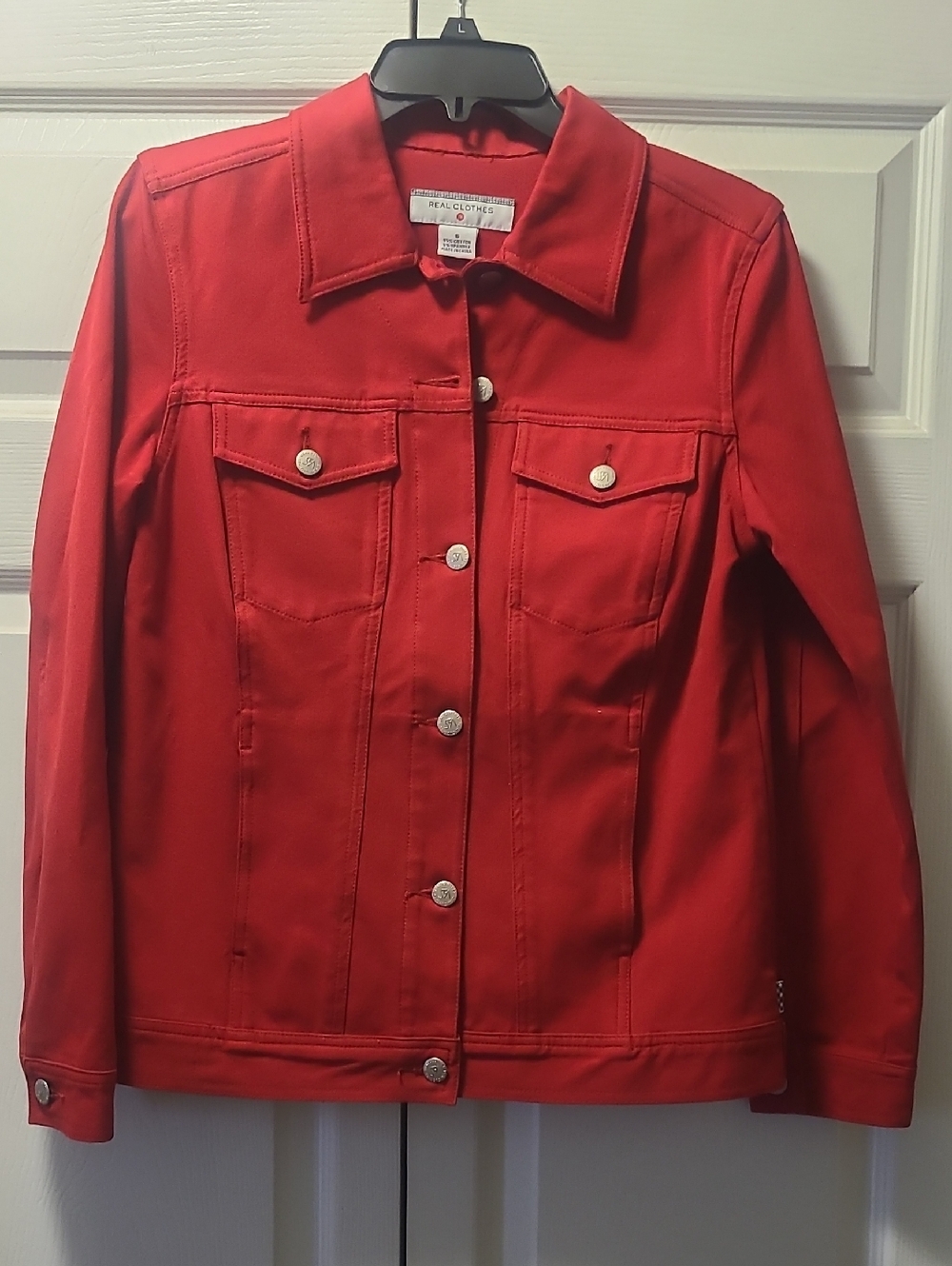 Saks Fifth Avenue Vibrant Red Trucker Jean Jacket